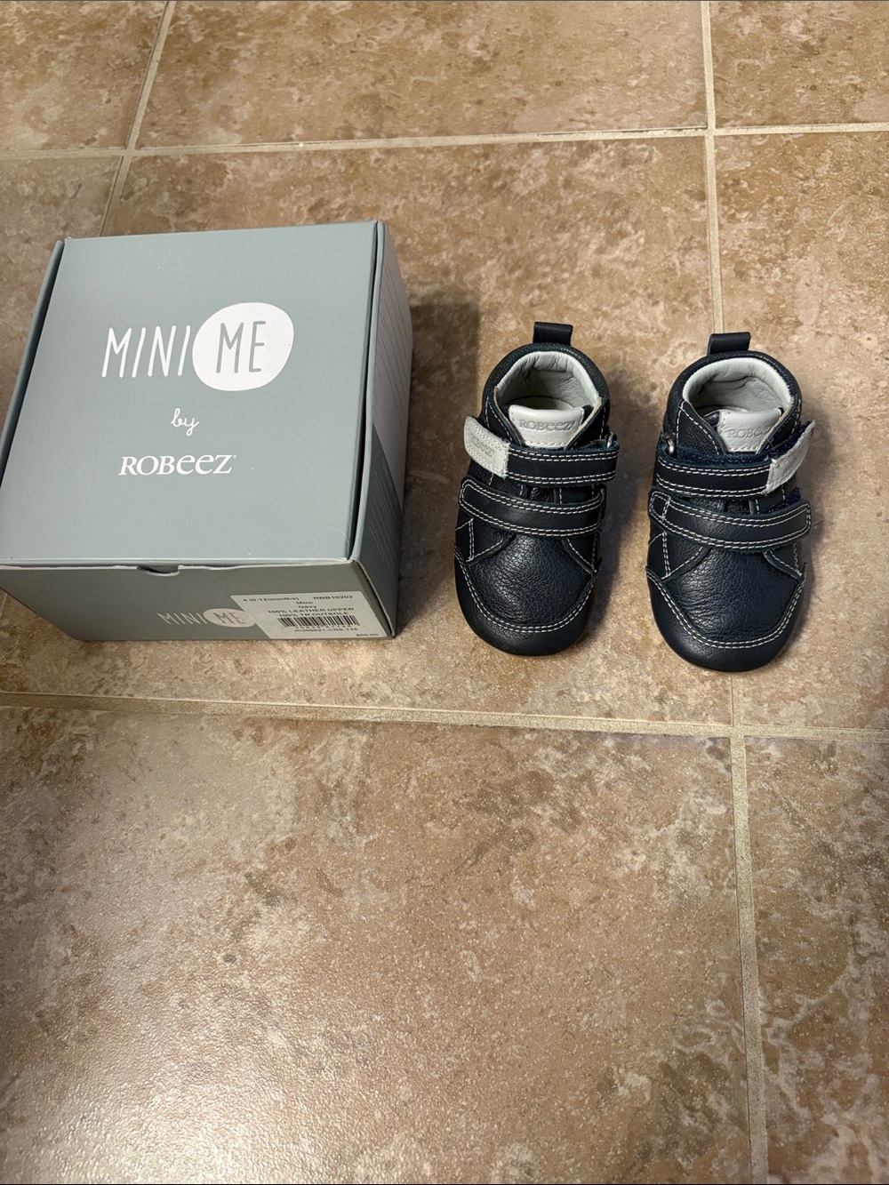 Robeez Navy and White Mini Me Leather Baby Shoes